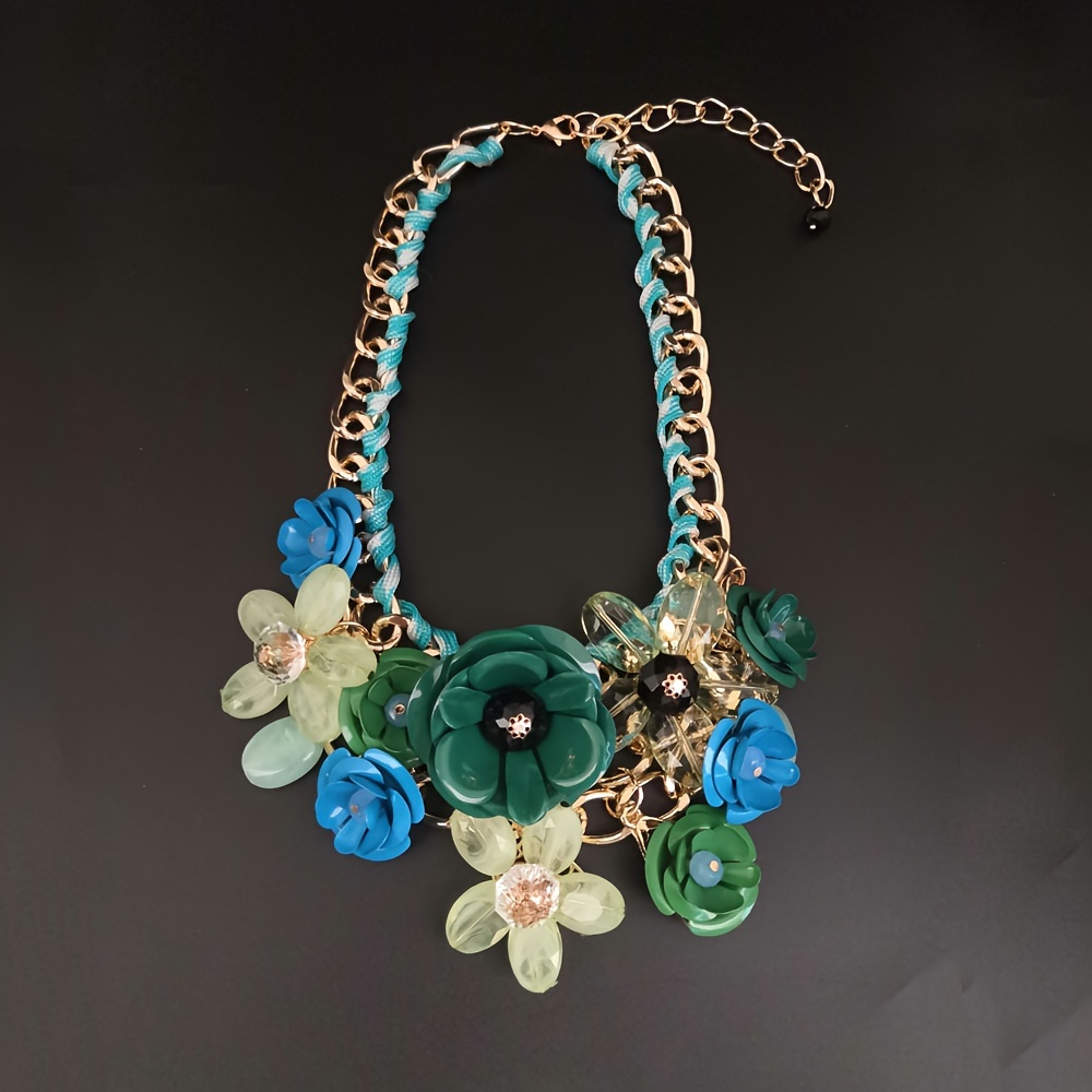Boho Braided Rope Flower Pendant Necklace